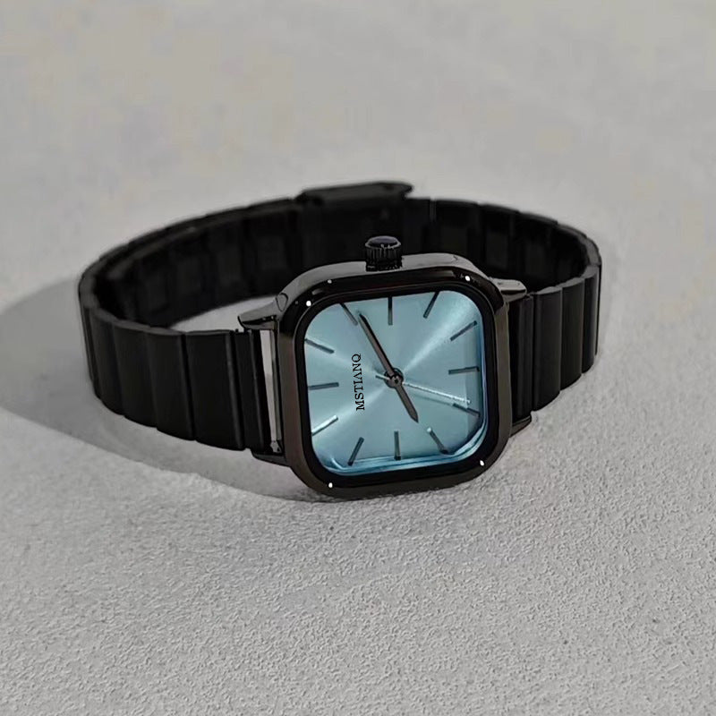 Bamboo-shaped strap artistic square dial women's watch