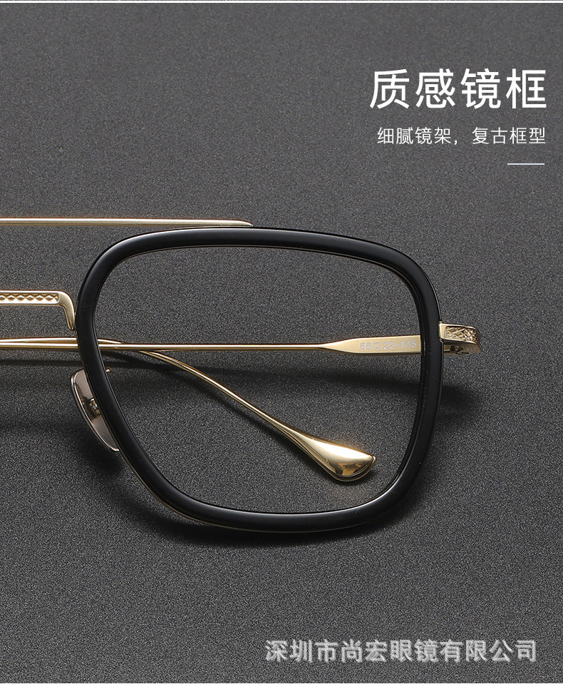Iron Man Glasses Square Frame Double Bridge Large Frame