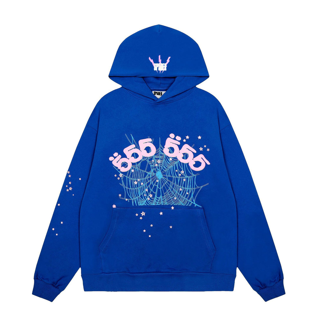 Sp5der 555555 star pattern hooded trousers and sweatshirt