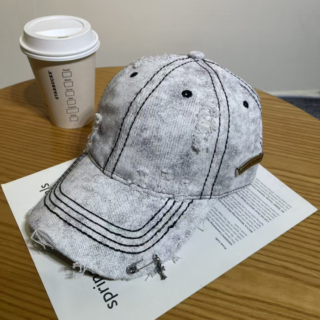 Chrome Hearts Ripped Denim Baseball Cap