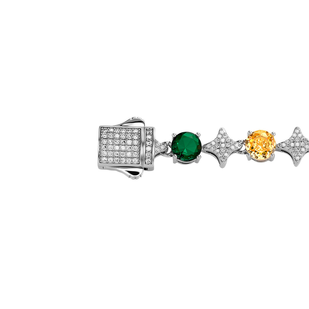 4mm Tennis Chain, 6mm Copper-Set Zircon Star & Sunburst Bracelet