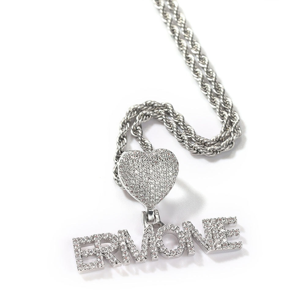 Heart Button Zircon Hip Hop Necklace