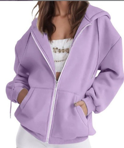 Solid color pocket hooded sweatshirt