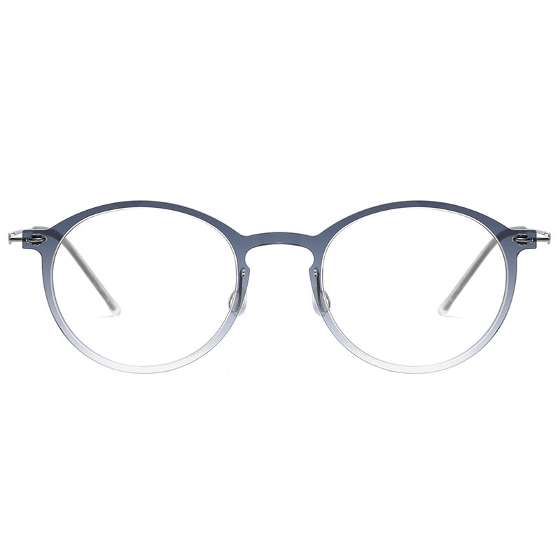 Clear Round Eyeglasses with Titanium Temples