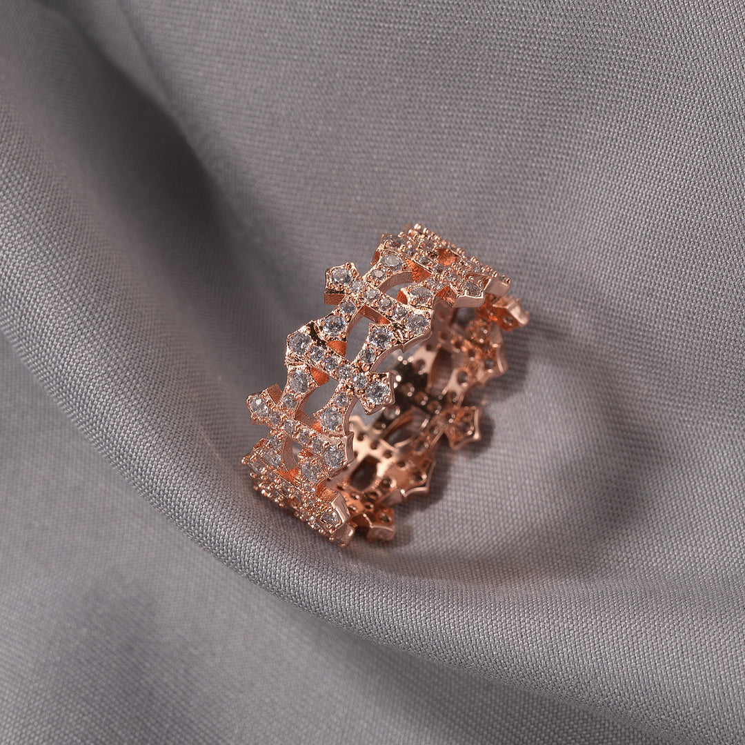 9mm Double-Sided Cross-Shaped Zircon Ring