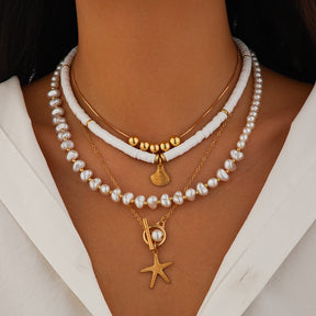 starfish necklace pearl shell necklace