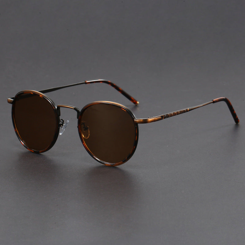 Retro small round frame Hong Kong style sunglasses