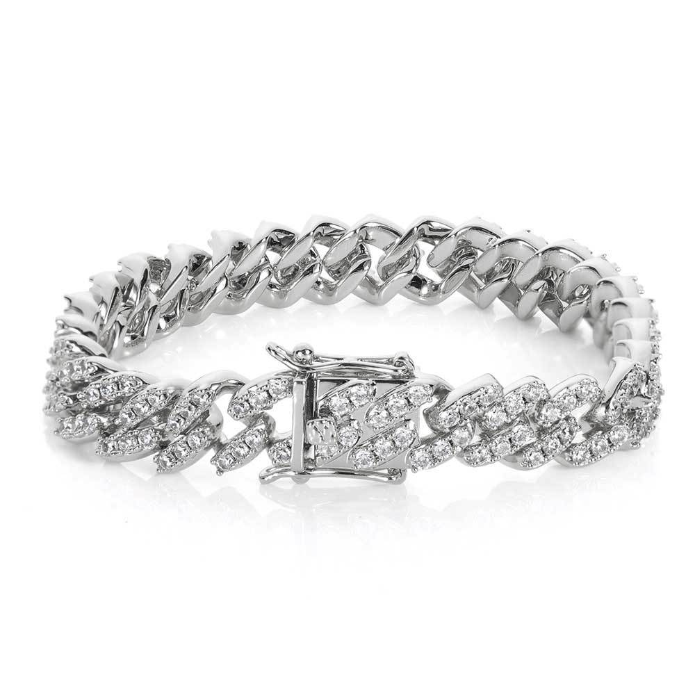 9mm Single-Row Zircon Cuban Link Bracelet