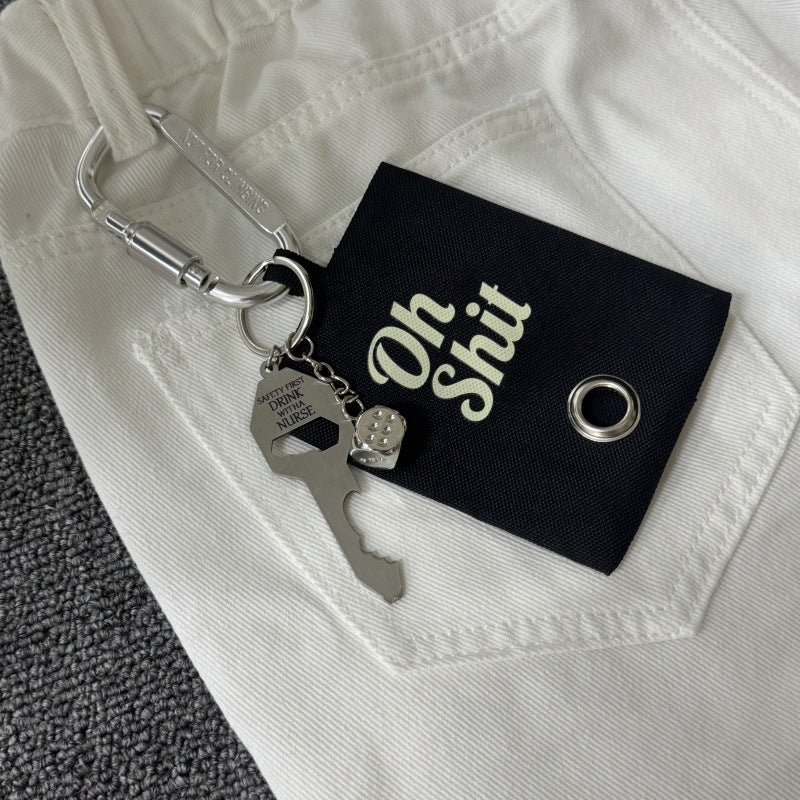 Key Dice Oh Shit Poop Bag Carabiner Keychain