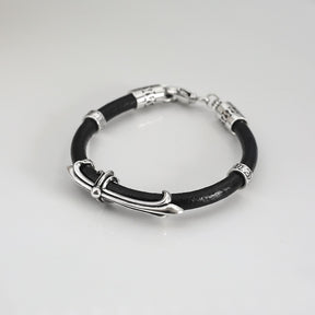 chrome hearts retro cross leather strap bracelet