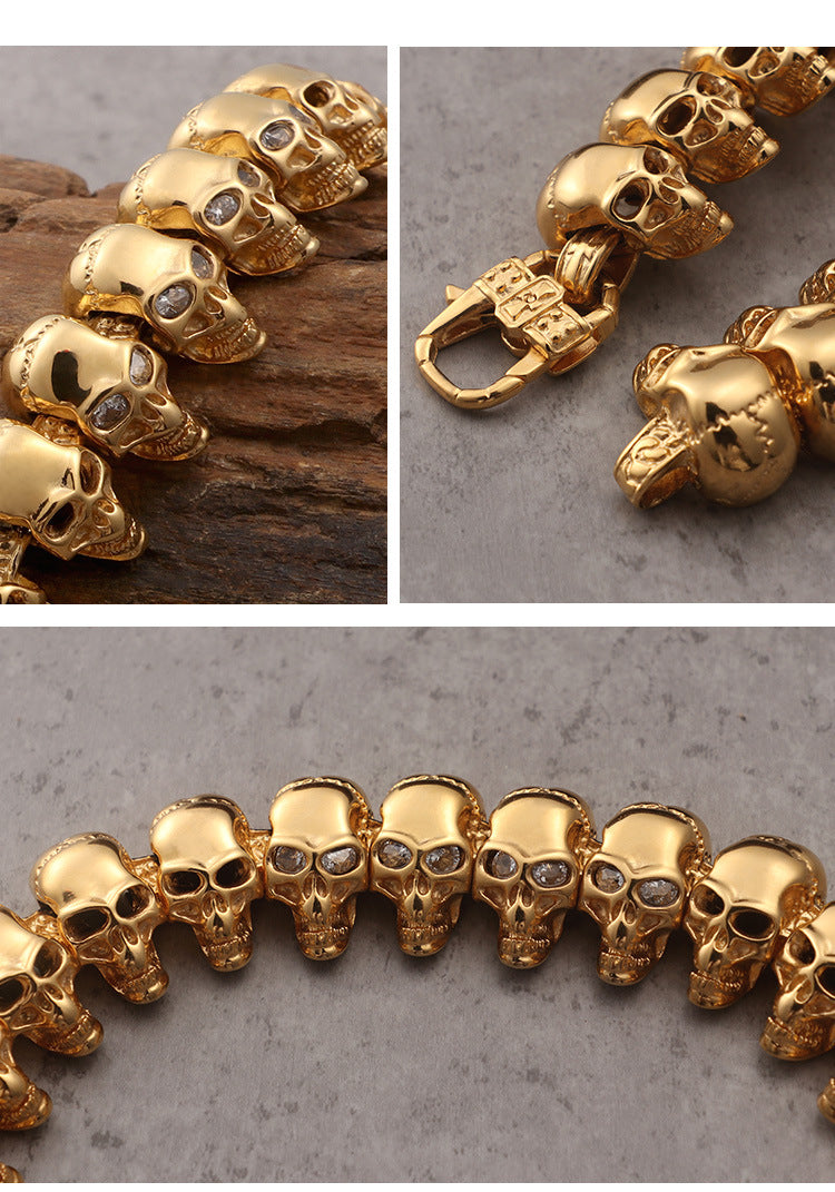 Hip-hop skull men's titanium steel bracelet