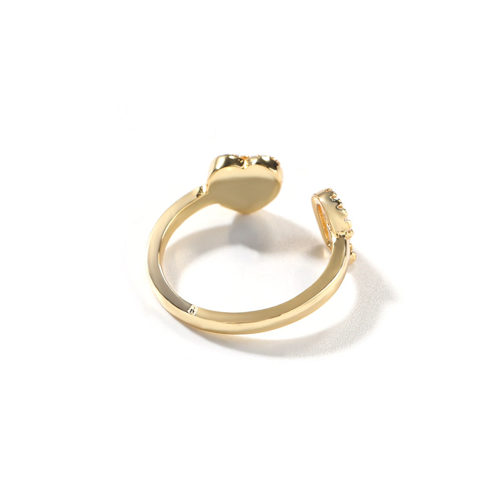 Hip-hop zircon-encrusted 26 English letters ring