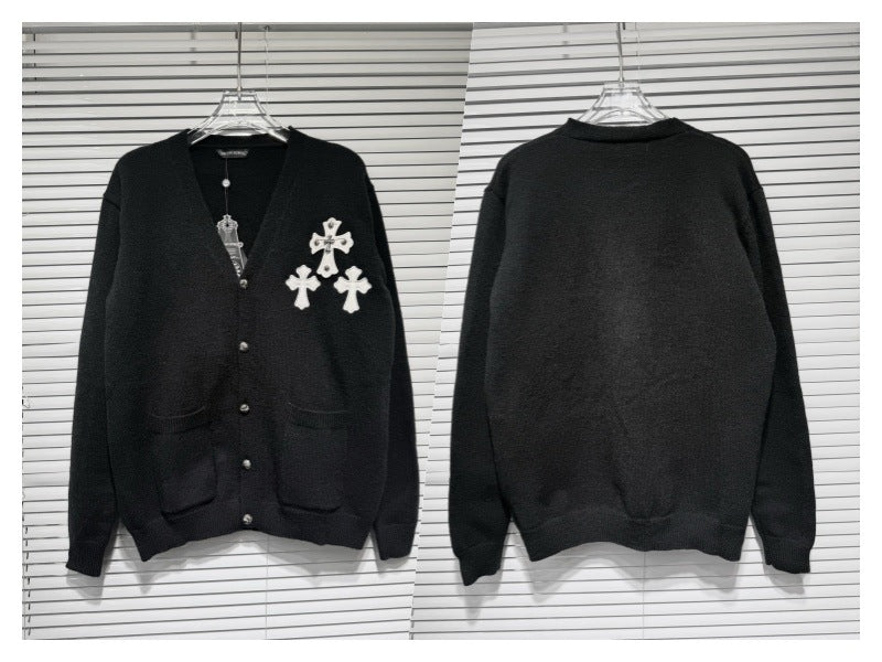 Chrome hearts cotton cross knitted sweater cardigan