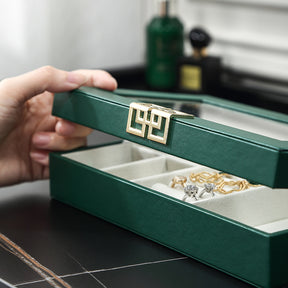 Rectangular PU leather window jewelry box