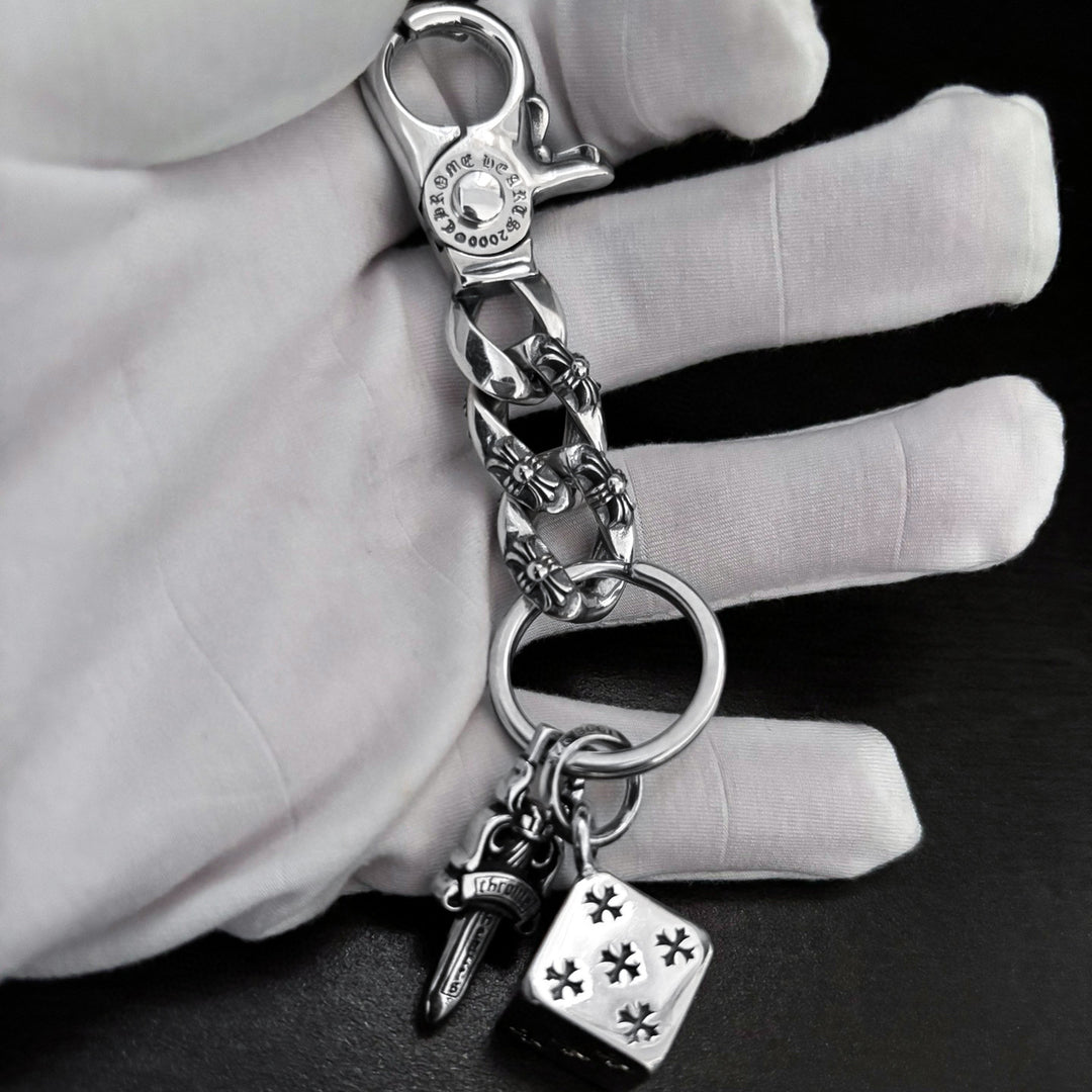 chrome hearts sword dice keychain