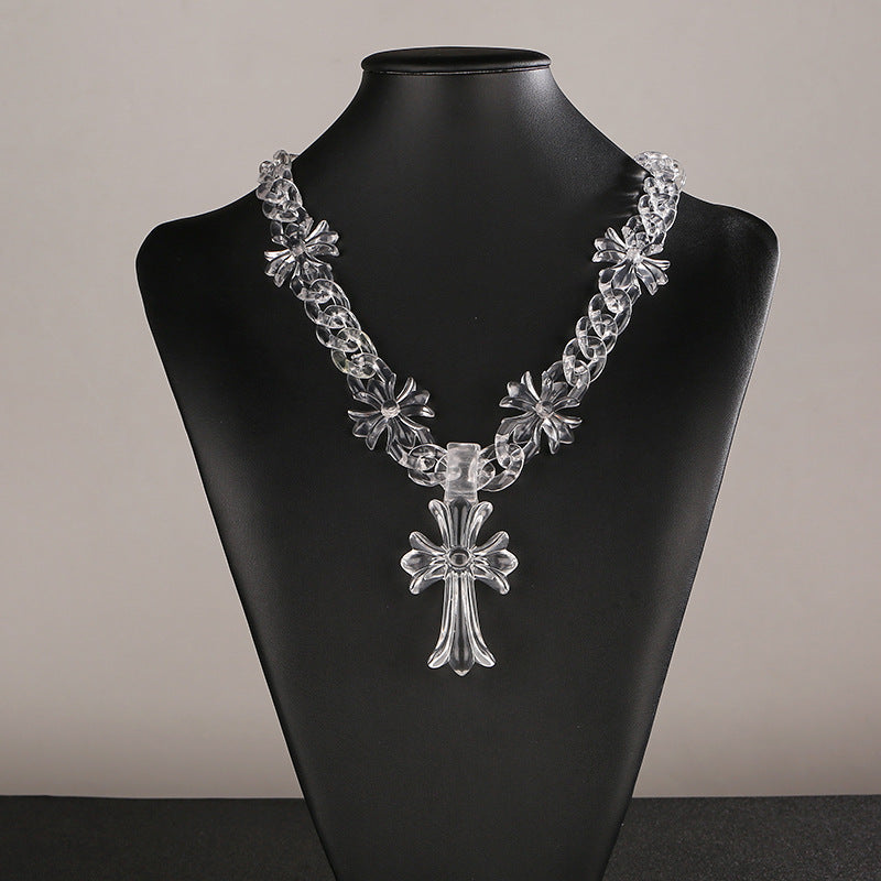 Chrome Hearts transparent resin acrylic cross necklace