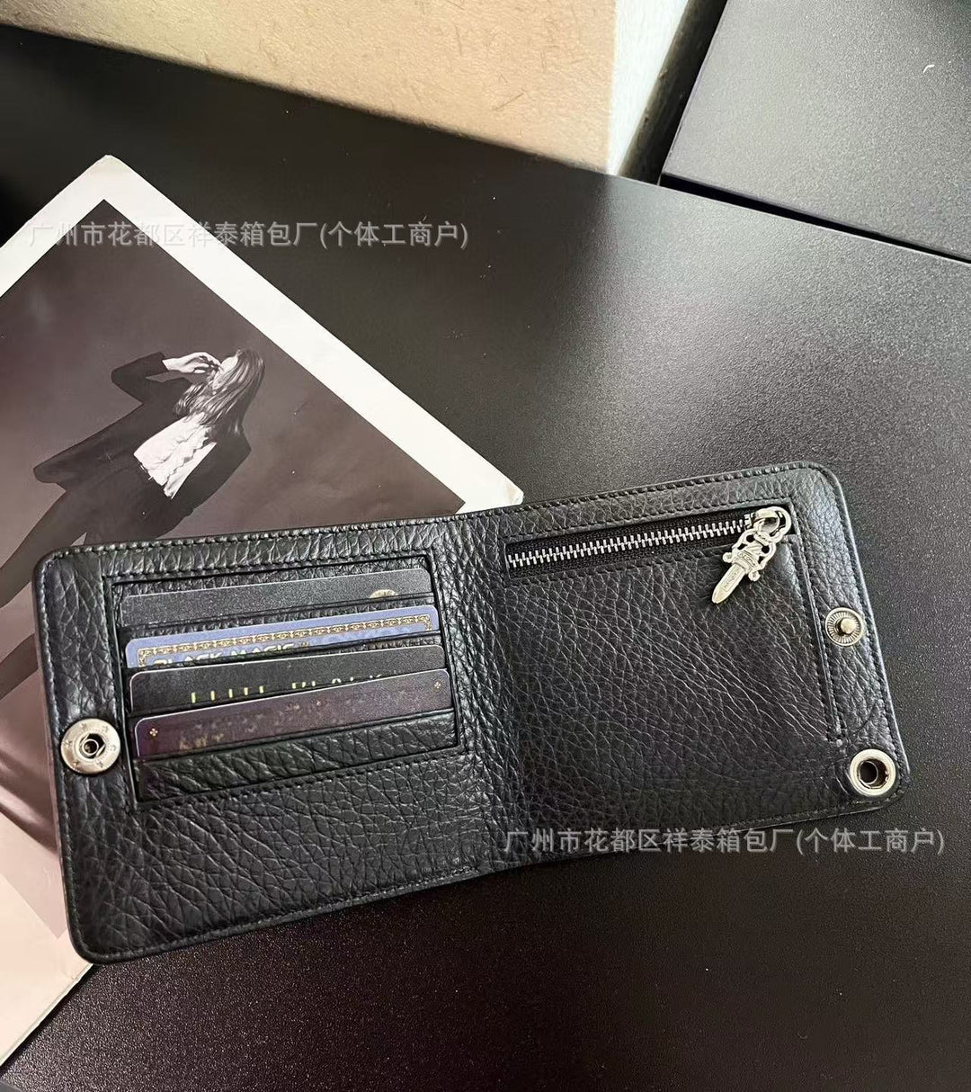 Chrome Hearts Leather Colorful Cross Patch Wallet