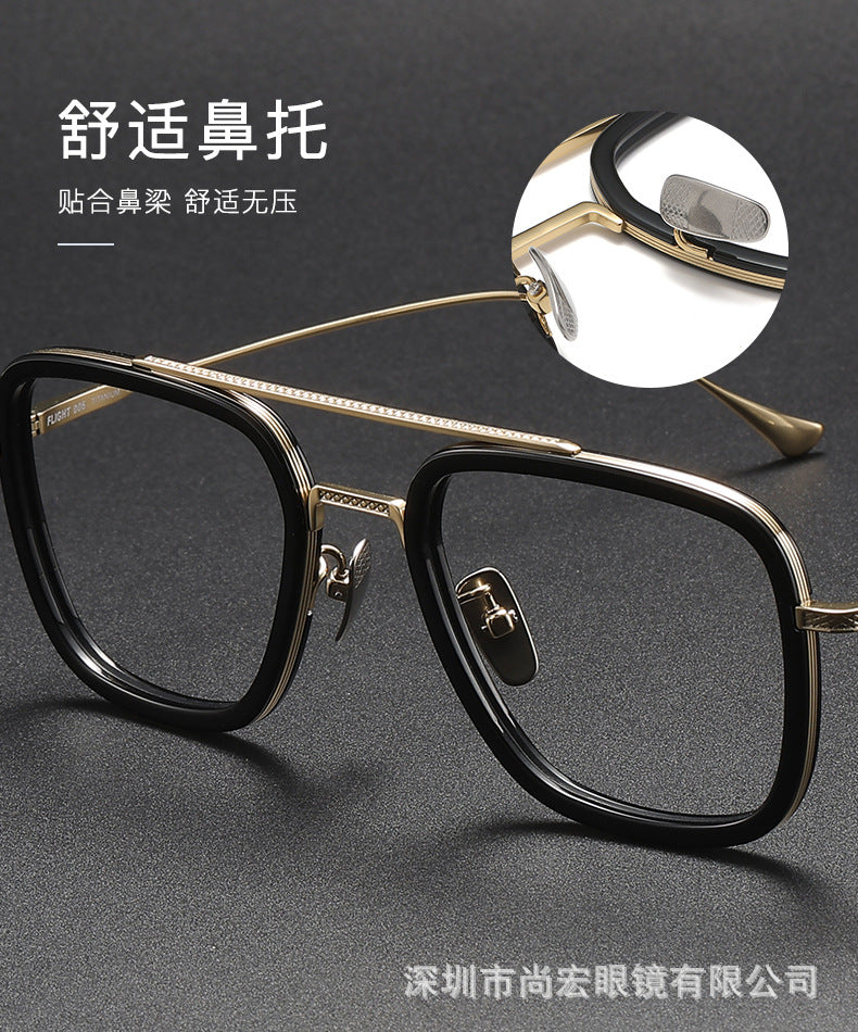 Iron Man Glasses Square Frame Double Bridge Large Frame