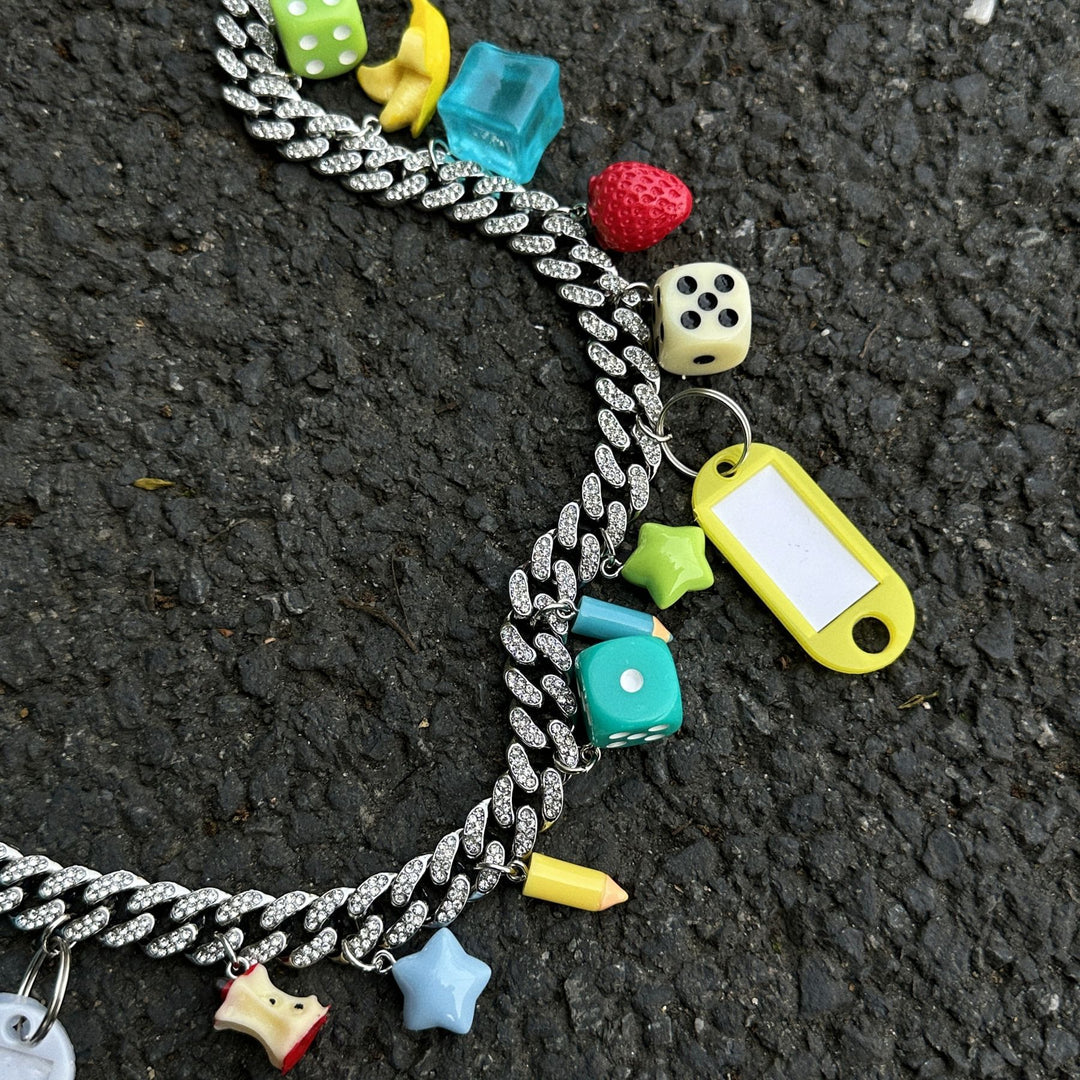 Dopamine Fully Rhinestone Pants Chain Pendant Bag Chain