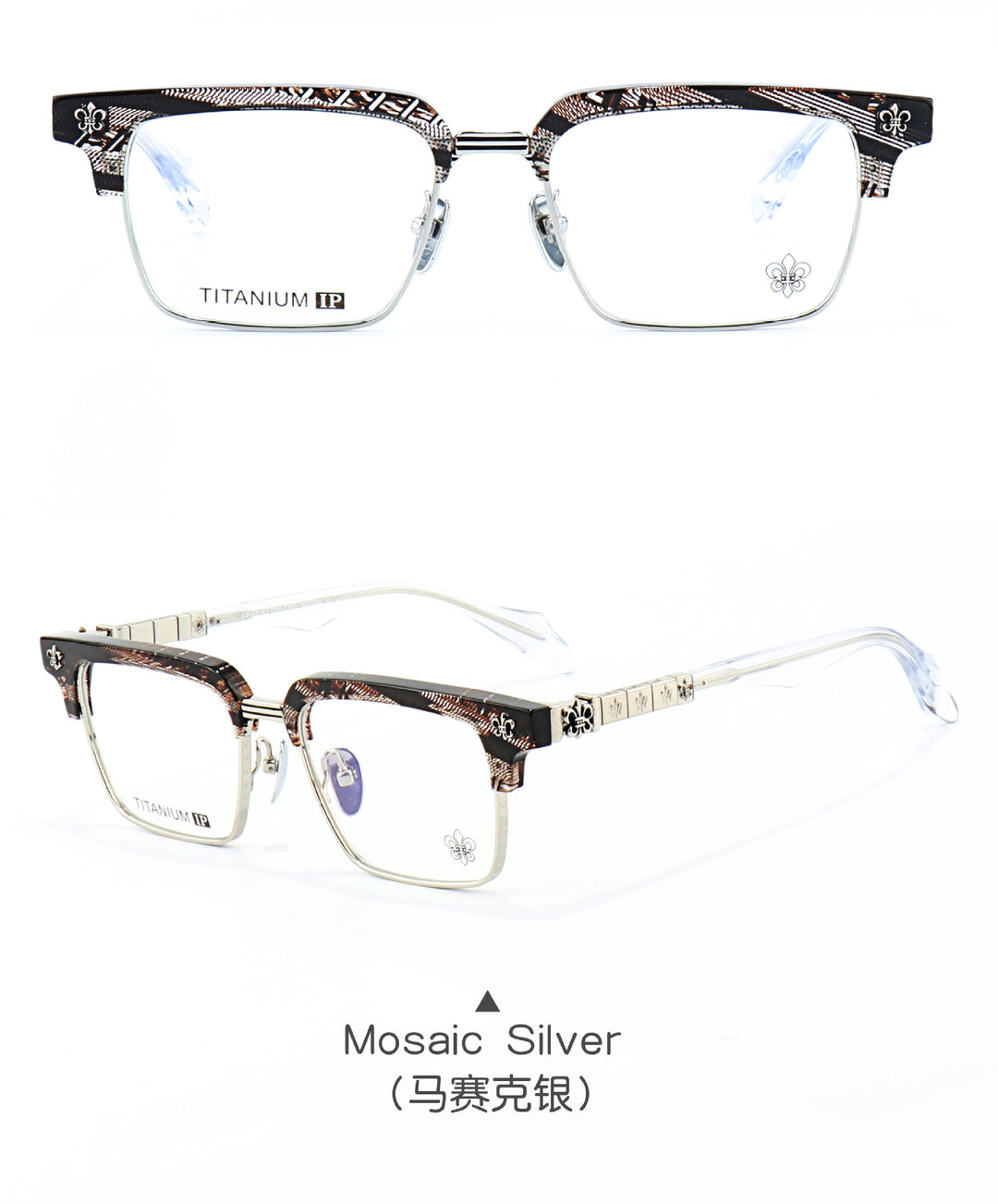 Chrome Hearts half-rimmed accordion temple glasses