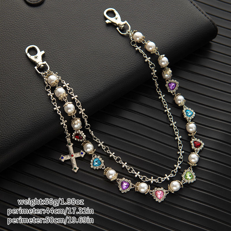Rhinestone & Pearl Jewelry Set: Bracelet, Necklace, and Waist Chain