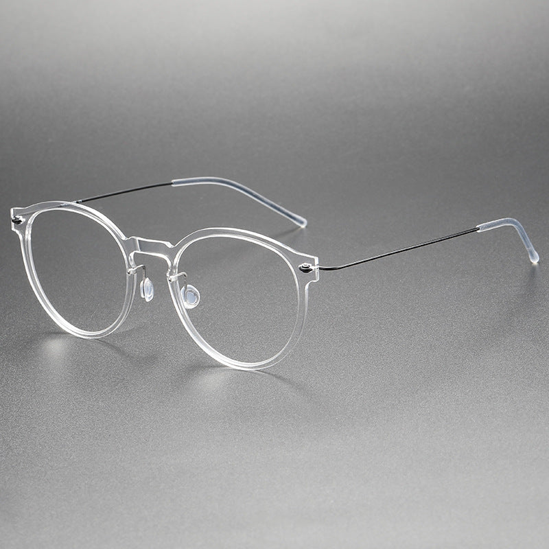 Screwless nylon frame, titanium temples oval eyeglasses