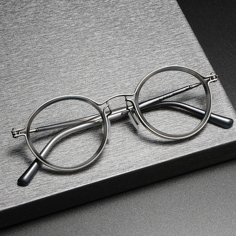 Large round pure titanium eyeglass frames