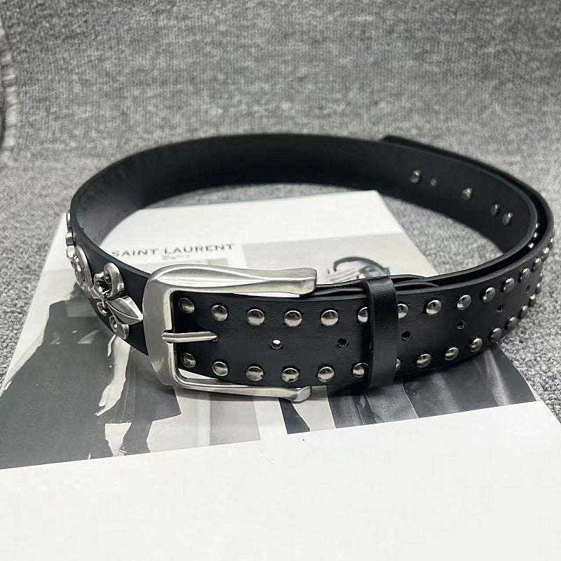Chrome Hearts studded military floral pin buckle metal belt