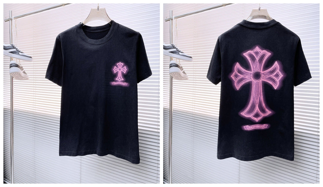 Chrome Hearts Summer Embroidery Print Cotton T-Shirt Short-Sleeve