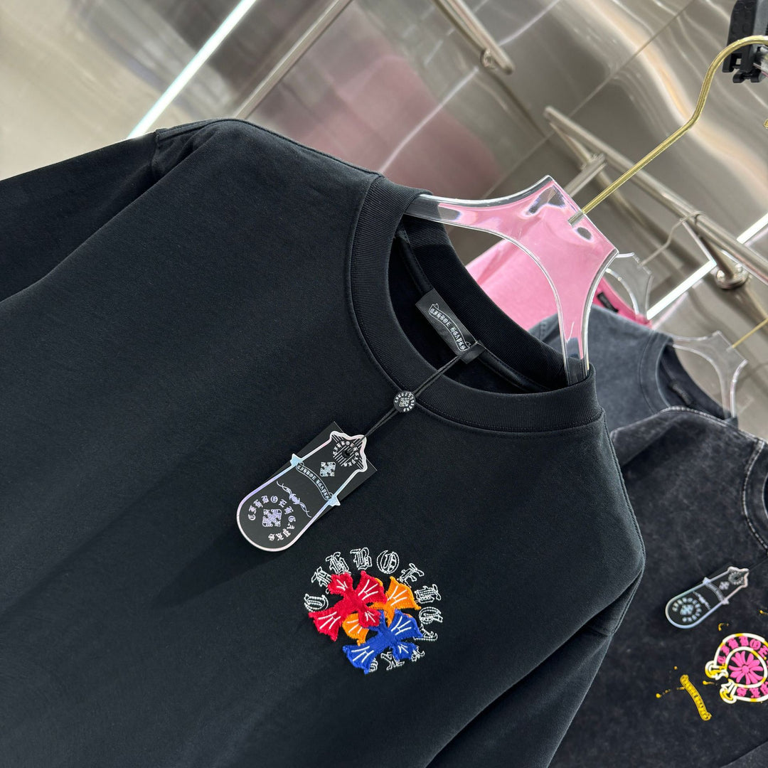 Chrome Hearts Washed Appliqué Embroidered Short-sleeved T-shirt