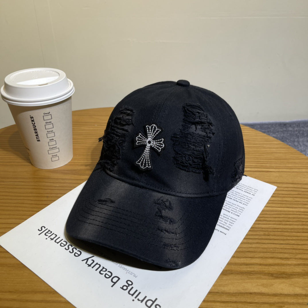 Chrome Hearts Ripped Denim Baseball Cap