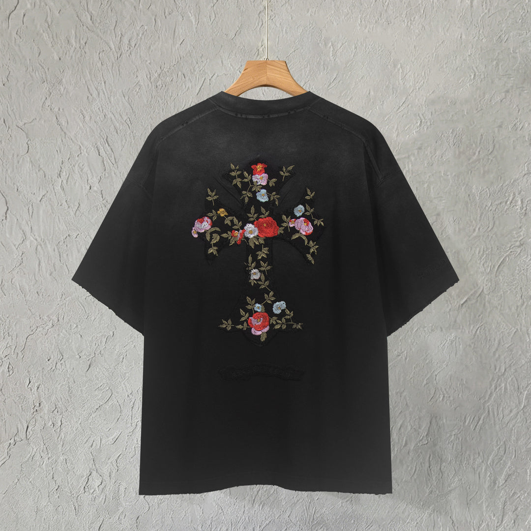 Chrome Hearts Flowers Filled with Crosses T-Shirt