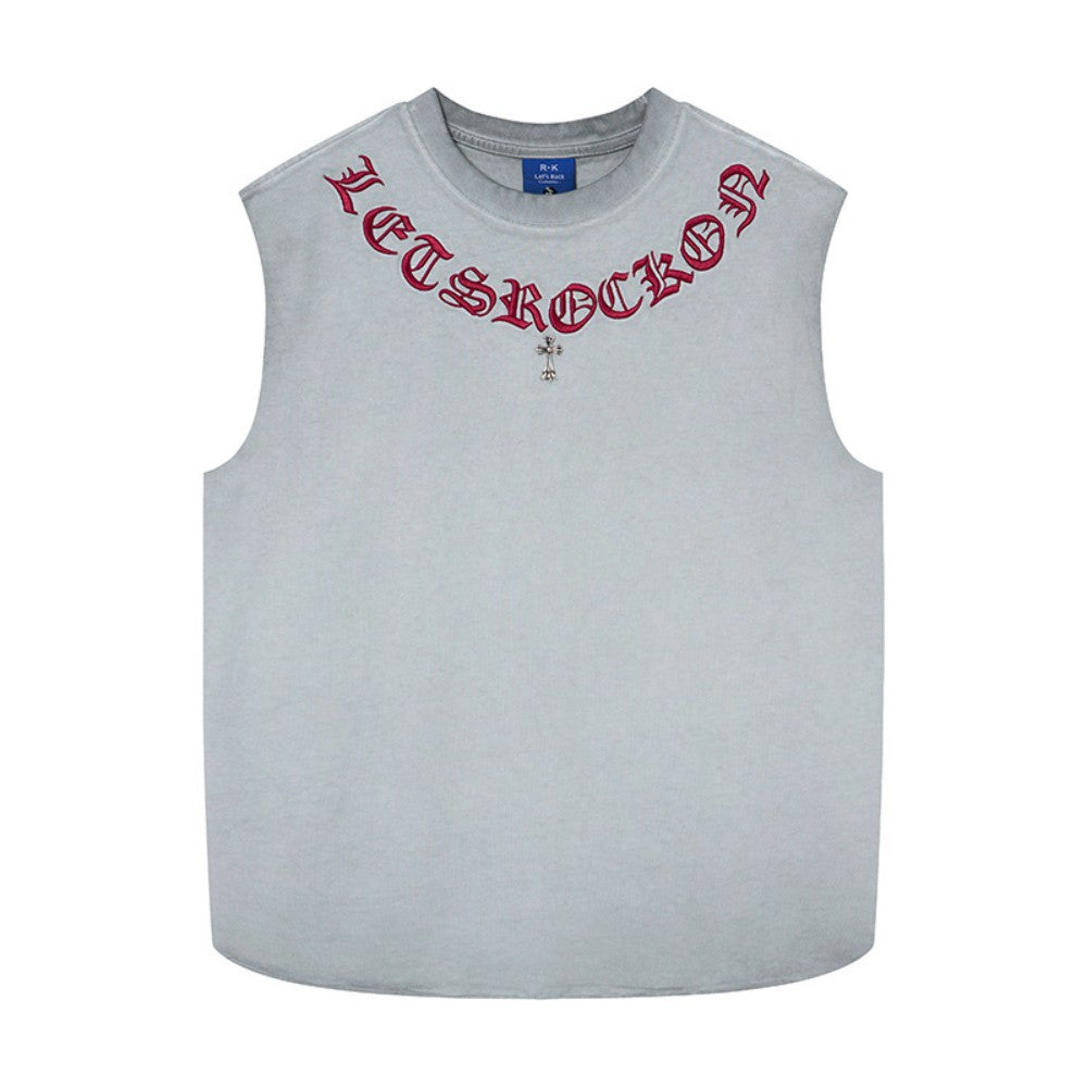 Chrome Hearts gothic letter embroidery and cross vest