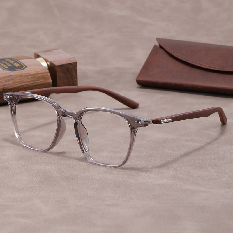 Lightweight, flexible wood grain temples eyeglass frames