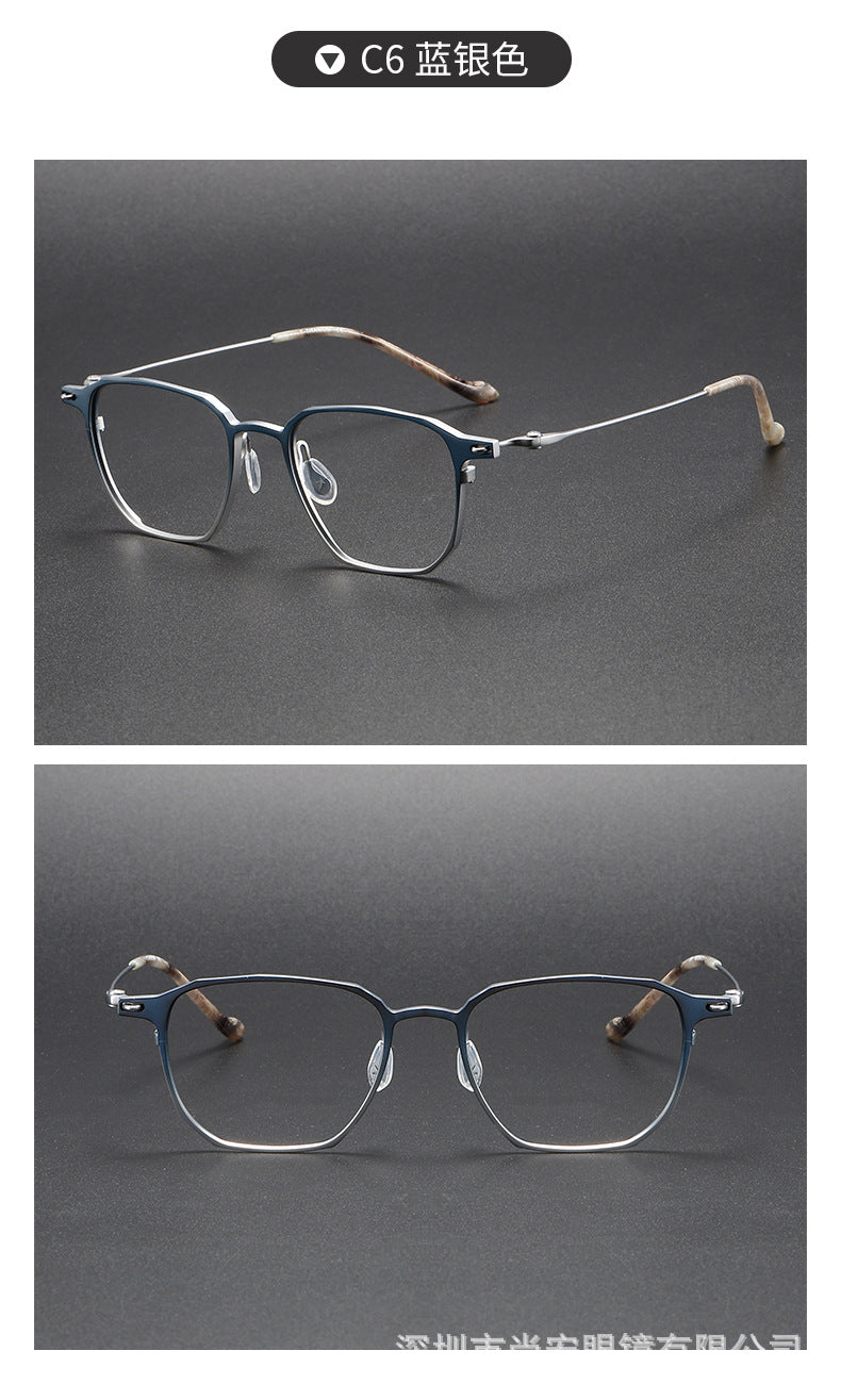 Business and fashionable titanium plate square frame glasses