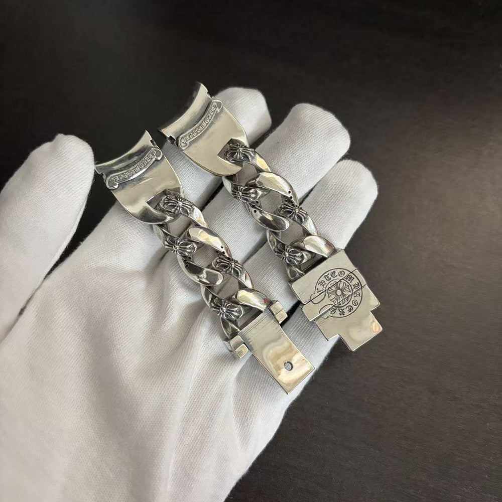 Chrome Hearts white diamond-encrusted cross flower watch bracelet