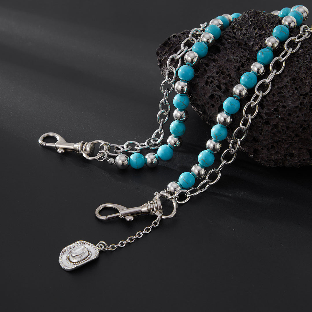 Turquoise Round-Bead Waist Chain