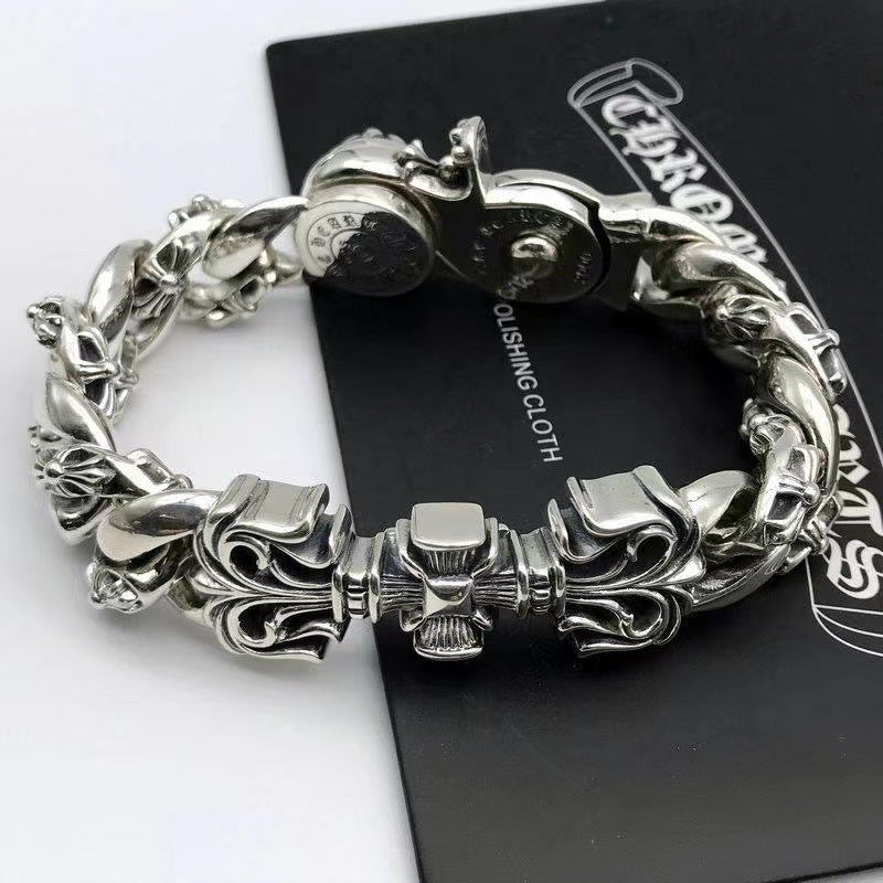 Domineering chrome hearts cross thick bracelet