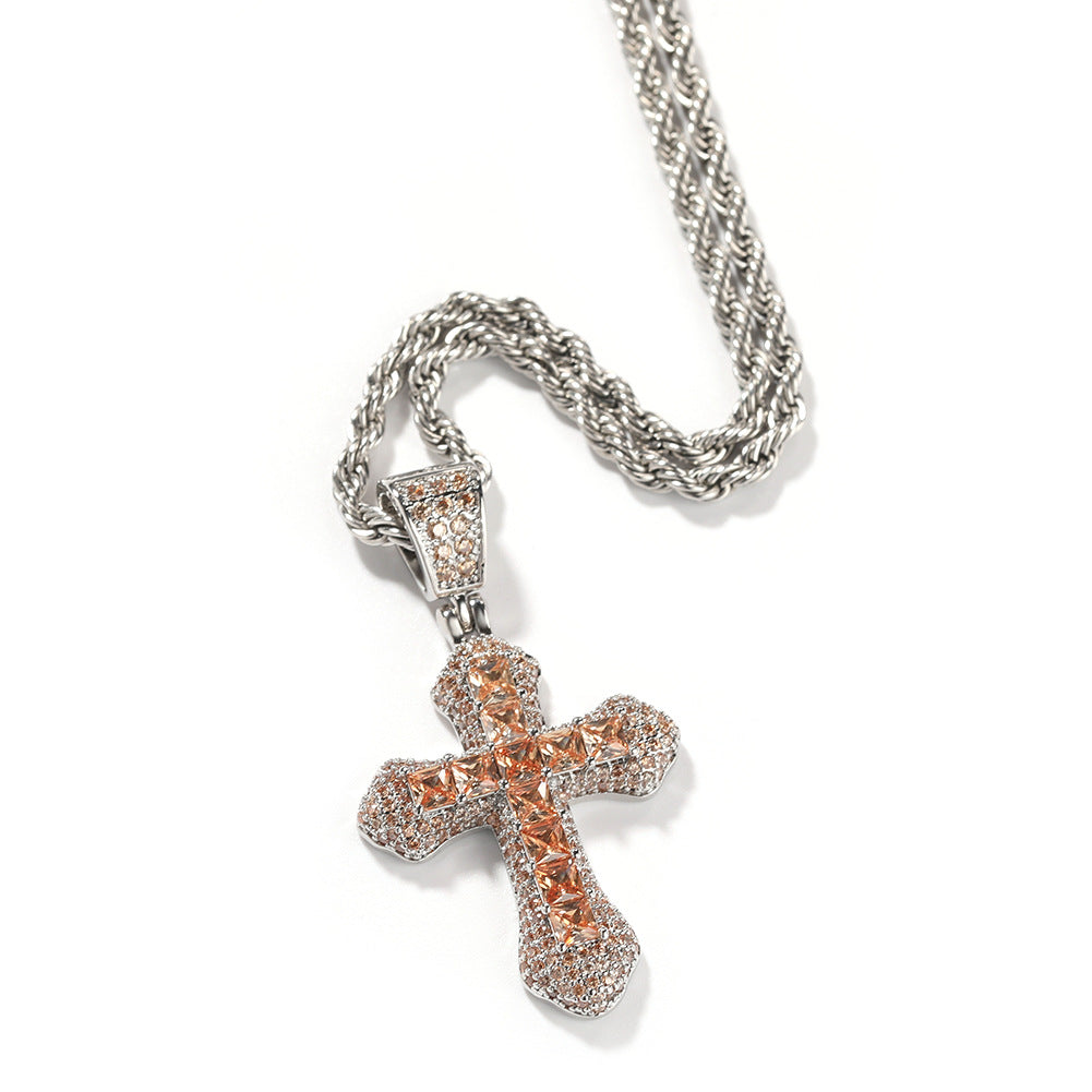 Hip Hop Zircon Cross Versatile Necklace
