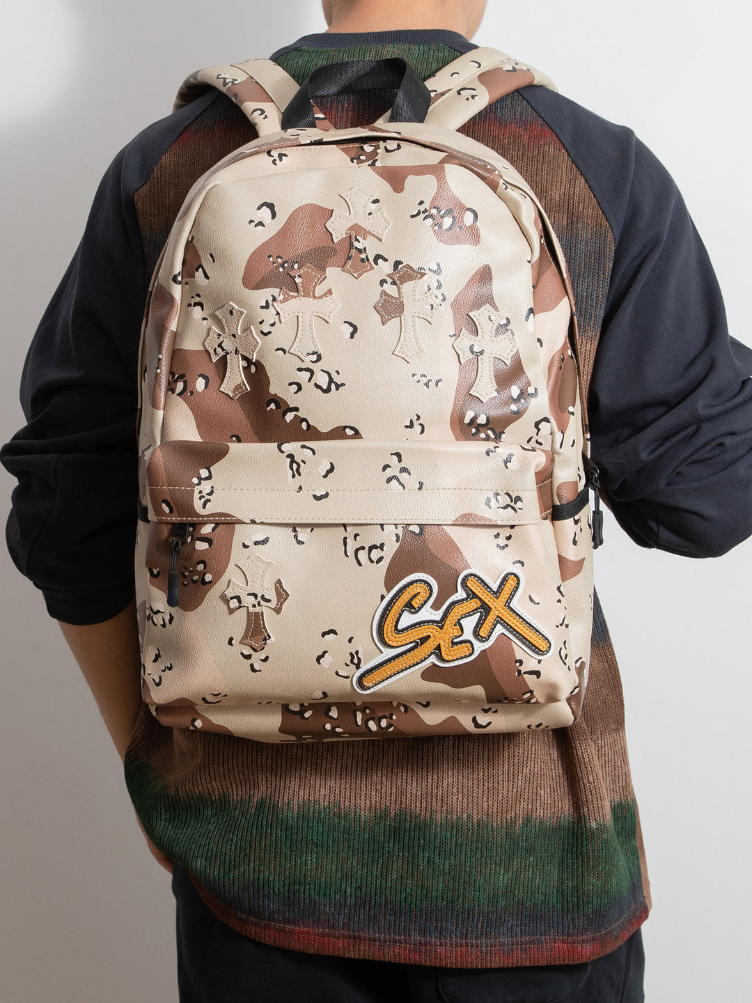 Chrome Hearts Cross Large Capacity PU Leather Backpack