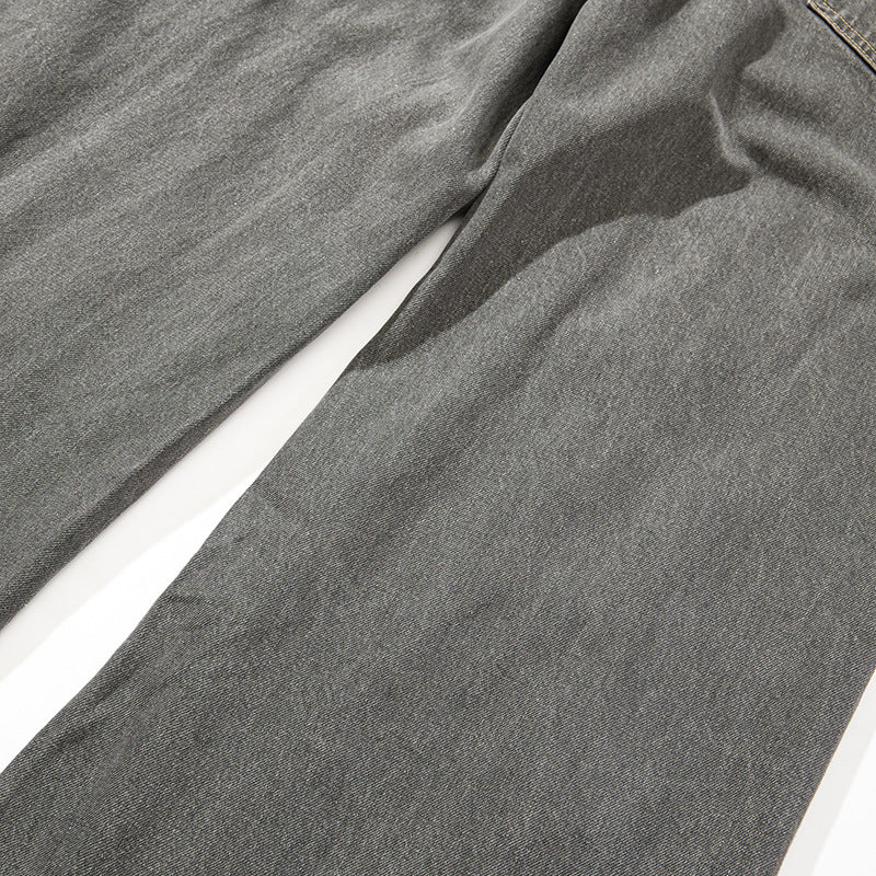 Brushed ripped pure cotton washed jeans