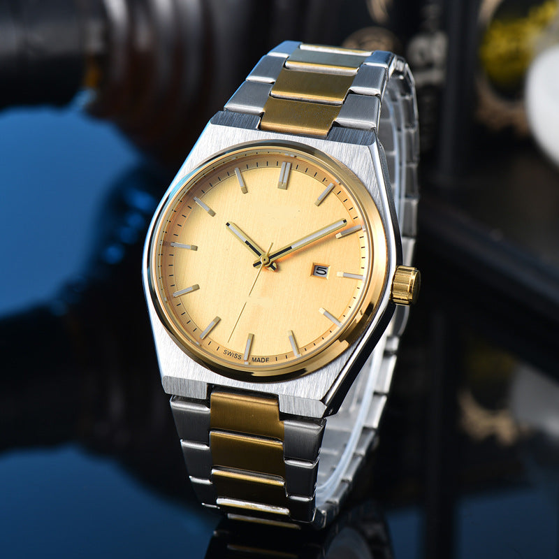 Classic Simple and Generous Solid Steel strap Watch