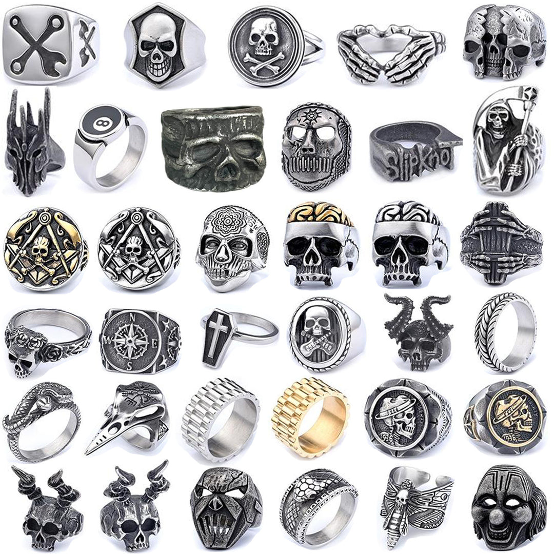 Nordic Stainless Steel Skull Ring Gothic Dark Aesthetic