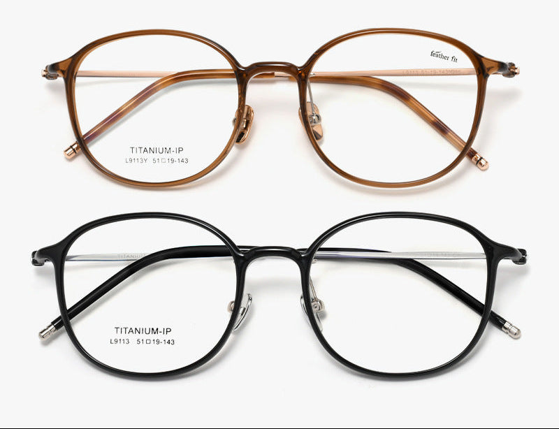 Oval ultra-light pure titanium face-slimming glasses