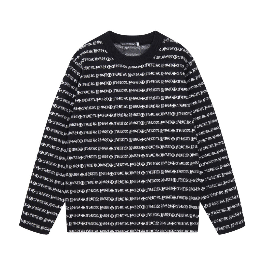 Chrome Hearts horseshoe-style crew neck wool sweater