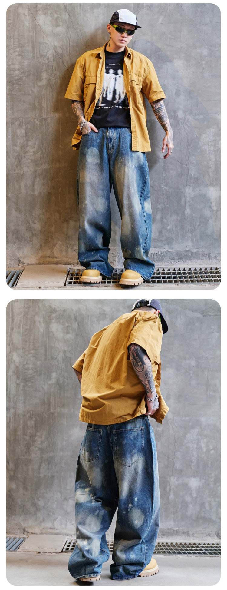 Wasteland-Style Distressed Loose-Fit Scythe Cut Jeans