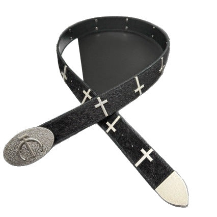 OYE Dark Aesthetic Cross Belt Calf Hair Waistband