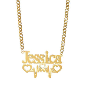 EKG love embellishment customized name necklace