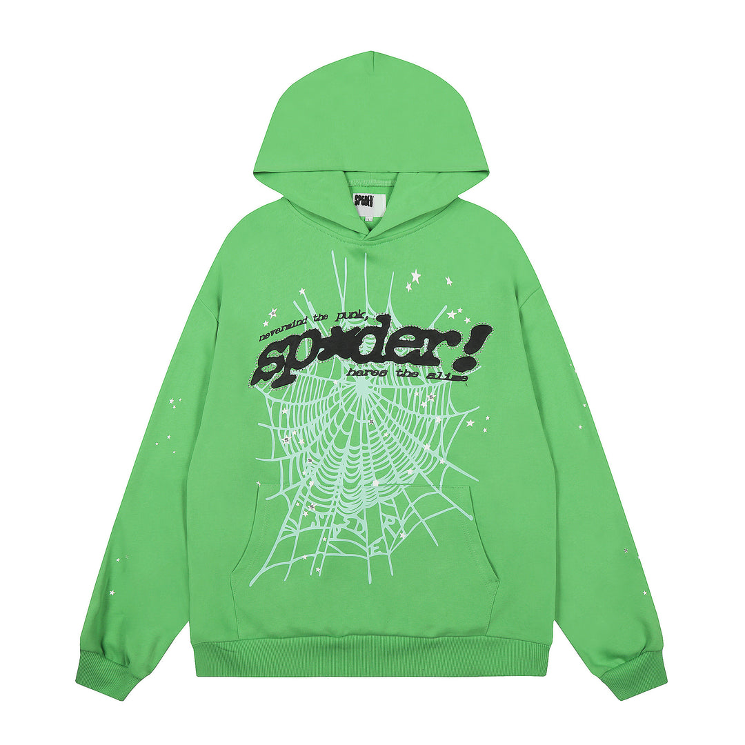 Sp5der patterned beaded 555555 hoodie and trousers