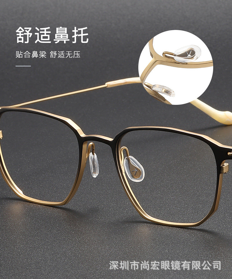 Business and fashionable titanium plate square frame glasses